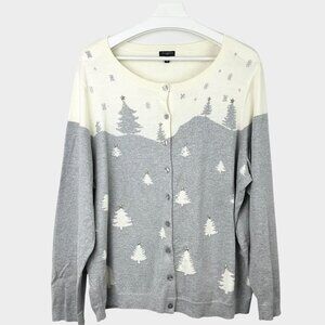 Talbots Cashmere Blend Winter Scene Cardigan